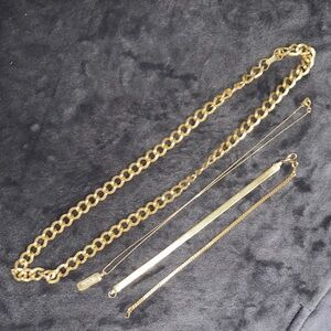 Gold Chain Necklaces and Bracelets Set